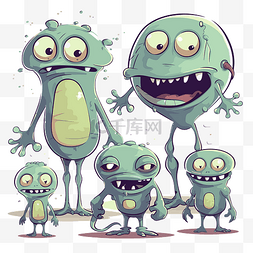 怪物设定图片_外星人剪贴画四个大头卡通绿色怪