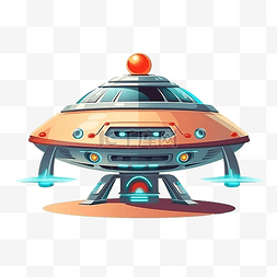 外星飞碟图片_ufo 外星飞船着陆孤立卡通插画风