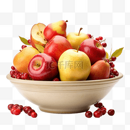 一碗感恩节水果苹果梨石榴