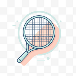 蓝色网球拍图片_平线插图中带有粉色和蓝色的网球