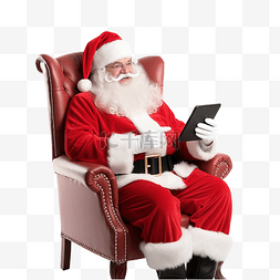 圣诞老人坐在家里圣诞树附近舒适
