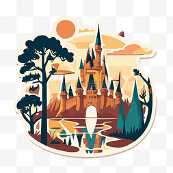 魔法王国图片图片_迪士尼名人城堡去吧贴纸 向量