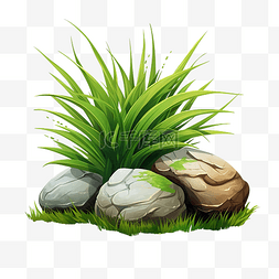 草地石头 png 插图