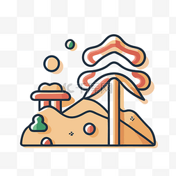 蘑菇和树图片_小森林里蘑菇和树的抽象插图 向