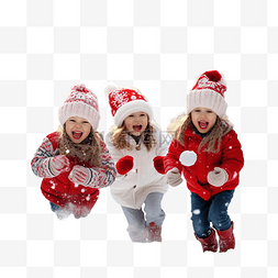 儿童寒冷图片_戴着圣诞老人帽子的孩子们在圣诞