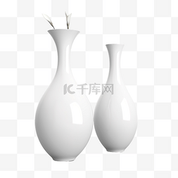 无背景 3d 渲染的白色陶瓷花瓶