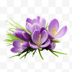 叶子特写图片_番红花花春天盛开紫色藏红花带叶