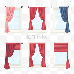 窗帘布空白图片_简约风格的窗户和窗帘插图