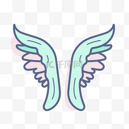 一组带有粉色和绿色的天使翅膀 