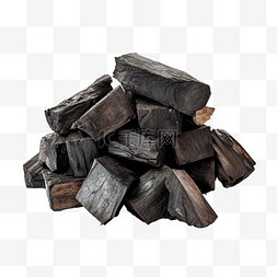 火岩石图片_透明背景上隔离的天然木炭传统木