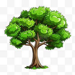 卡通水彩地球图片_一棵绿叶树的卡通插图