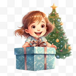 小礼品礼盒图片_小女孩打开礼盒，带着喜悦和幸福