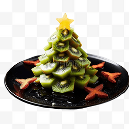 可食用的圣诞树，由猕猴桃片制成