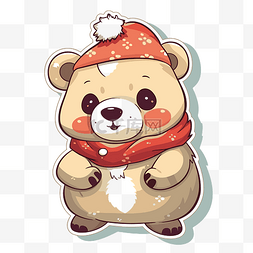 可爱的冬季泰迪熊与围巾矢量插画