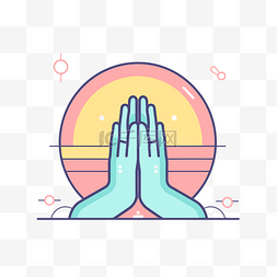 祈祷之手图片_两只手祈祷的水平标志设计 向量