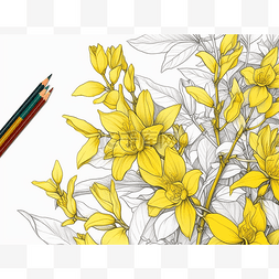 黄色页图片_用铅笔的黄色花着色书
