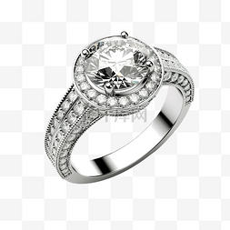 令人惊叹的钻石和铂金戒指 3D 渲