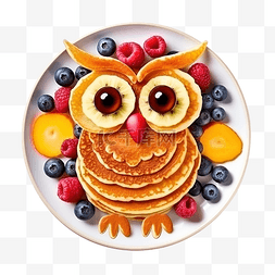 水果k图片_万圣节儿童早餐猫头鹰煎饼和水果