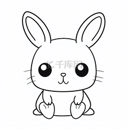 白色的玩具兔子图片_卡通可爱的兔子动物着色页