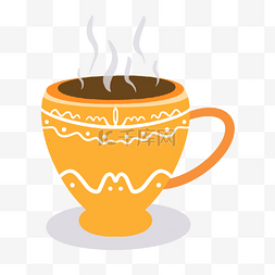 咖啡白底图片_黄色马克杯咖啡