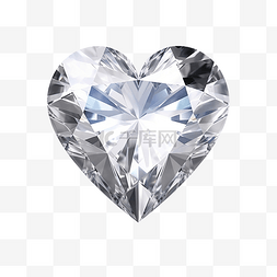 闪亮的心形如钻石晶体的 3D 插图
