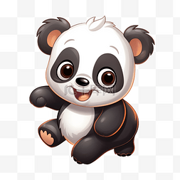 可爱的熊猫奔跑 PNG