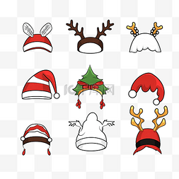 卡通鹿头图片_圣诞帽子和头带套装圣诞老人帽子