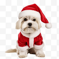 白色的相机图片_穿着红色圣诞服戴着帽子的马耳他