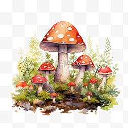 水彩蘑菇房
