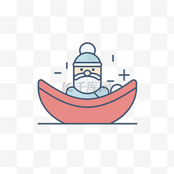 船上不刮胡子的圣诞老人的图标 