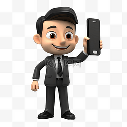 广告背景手指图片_3d 商人角色显示电话