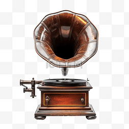 音乐播放器图片_带喇叭扬声器的复古旧留声机，用