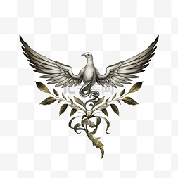 鸽子橄榄叶剑冠纹身
