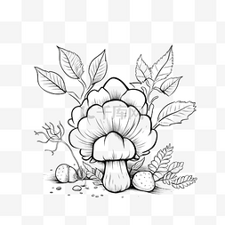 动植物图片_橡子卡通铅笔画风格花园里的动植