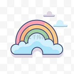 彩色的云背景图片_多云背景上的彩虹图标 向量