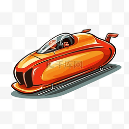 字体图片_橙色雪橇赛车的雪橇剪贴画卡通剪