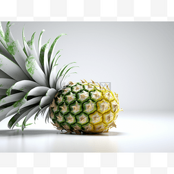 菠萝照片图片_白色环境中菠萝的 3D 模型 库存照