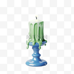 蠟燭火焰图片_带有白色蜡烛和火焰的怪异绿色和