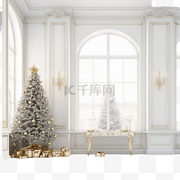 明亮的的客厅图片_豪华干净明亮的白色内饰，配有圣