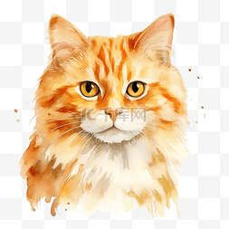 水彩猫橙色