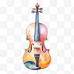 水彩小提琴乐器