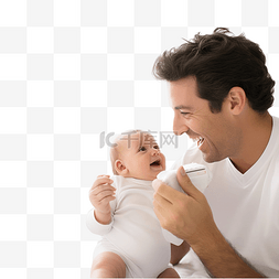 婴儿的喂养图片_父亲喂养新生儿打电话