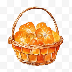 果篮上图片_水彩糖果篮 橙色玻璃篮串在绳子