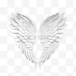 天使的翅膀白色的图片_3d 插图爱与天使的翅膀