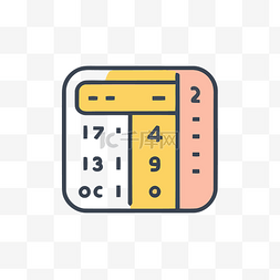 计算器icon图片_带有黄色和粉色时钟的线条计算器