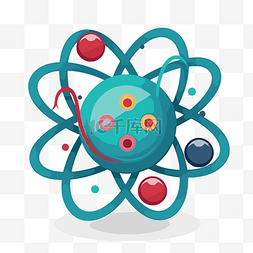 里面有两个球的彩色原子 向量