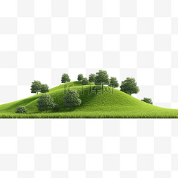 草地阳光背景图片_草山自然风光的 3D 渲染图像