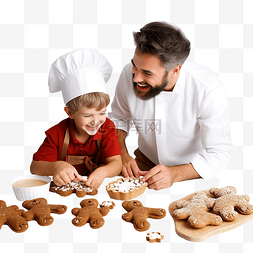 水彩熊父子图片_父子熊烘烤圣诞饼干