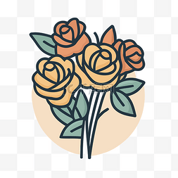 矢量彩色花束图片_简单优雅的玫瑰花束 向量