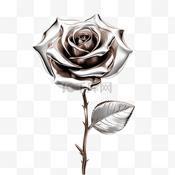 花的轮廓图片_银色金属玫瑰轮廓